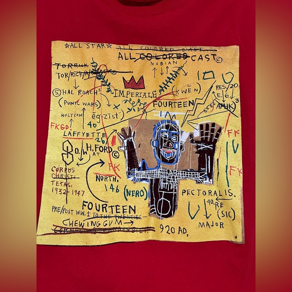 Jean-Michel Basquiat Graphic Long Sleeve Red Sweatshirt Goodie Two Sleeves M/L - Picture 2 of 12